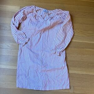 Petite Plume Striped Pink and White Long Sleeve Dress